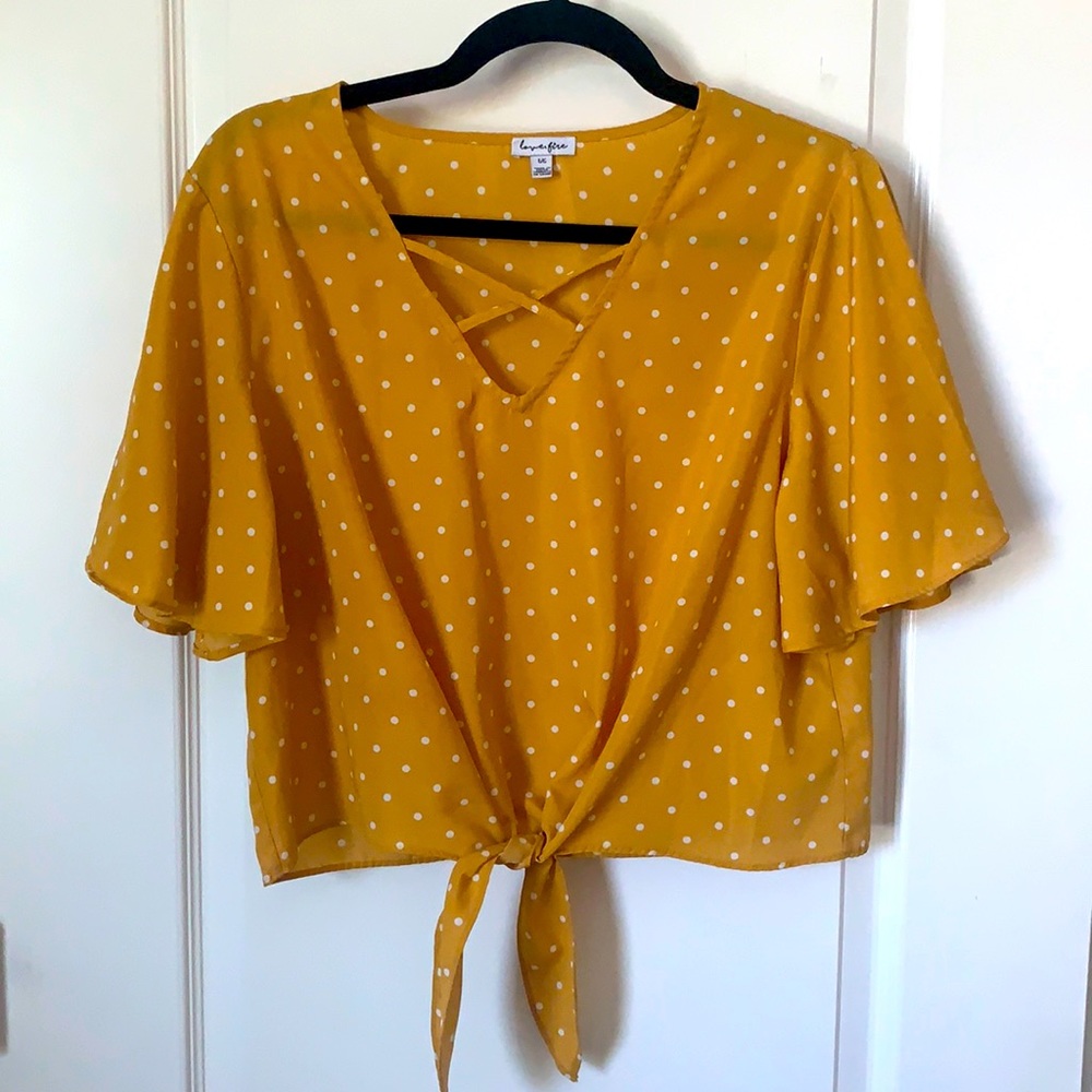 Loverfire yellow pokadots cropped top